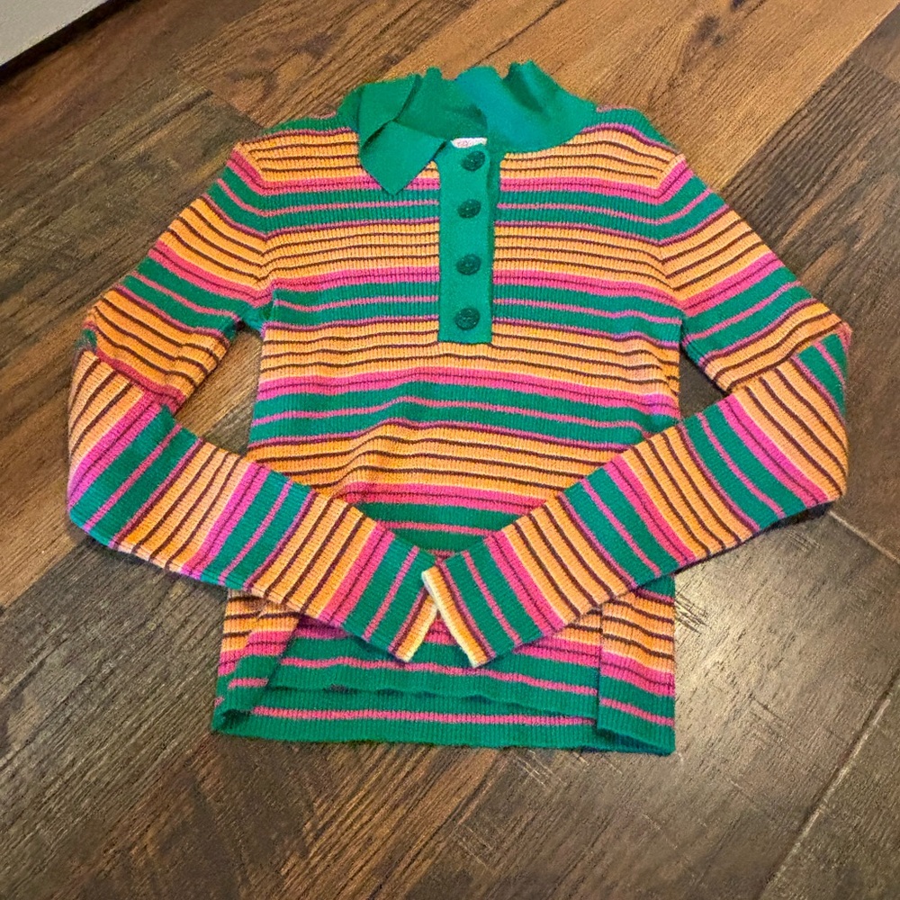 Pink Lily Vibrant Striped Polo